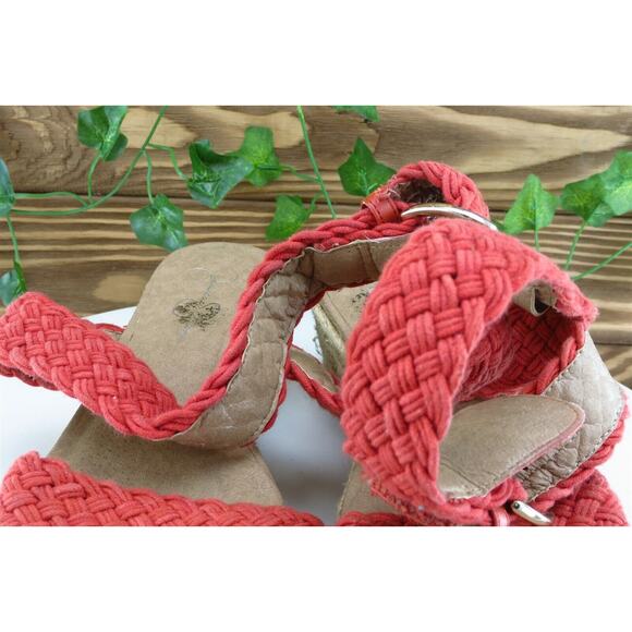 Jessica Simpson Sz 7.5 M‎ Orange Ankle Strap Fabric Women Sandals Leila - Picture 3 of 11